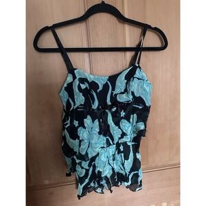 Vintage Y2K Bebe Floral Silk Spaghetti Strap Open Front Camisole Size S